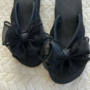 Black Flip Flops with Bows